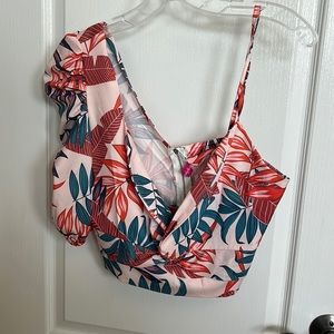 Crop top blouse one shoulder